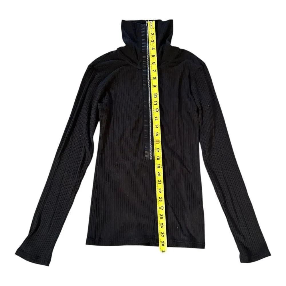 Varley Luella Fitted Half-Zip Pullover Size Small / Black Ribbed